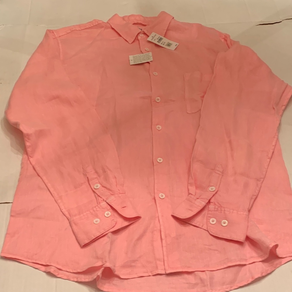 NWT Martin Gordon Men's Light Pink Button-Down Shirt 100% Linen